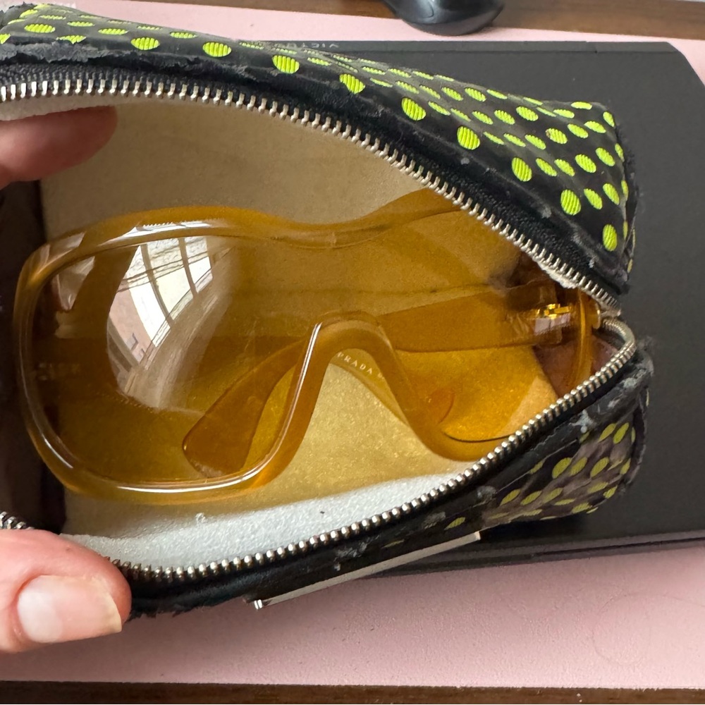 Prada Oversized Amber Shield Sunglasses SPR180 - Picture 9 of 13